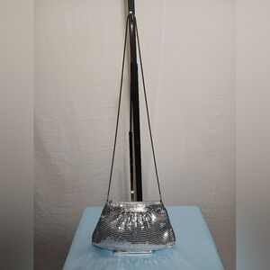 Silver Metal Mesh Crossbody Bag